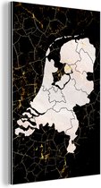 Wanddecoratie Metaal - Aluminium Schilderij Industrieel - Landkaart - Nederland - Goud - 20x30 cm - Dibond - Foto op aluminium - Industriële muurdecoratie - Voor de woonkamer/slaapkamer