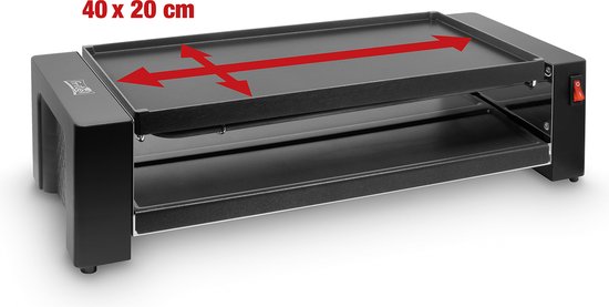 FRITEL Pizza-Raclette Grill PR 3195 - Tafelgrill / Minigrill / Raclette kookplaat - 1200W - 40x20cm - 8 Pers. + 8 Raclettepannetjes & Spatels — afbeelding 4