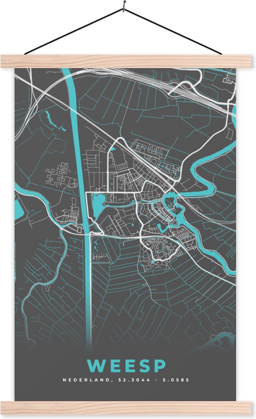 Posterhanger incl. Poster - Schoolplaat - Weesp - Stadskaart - Kaart ...