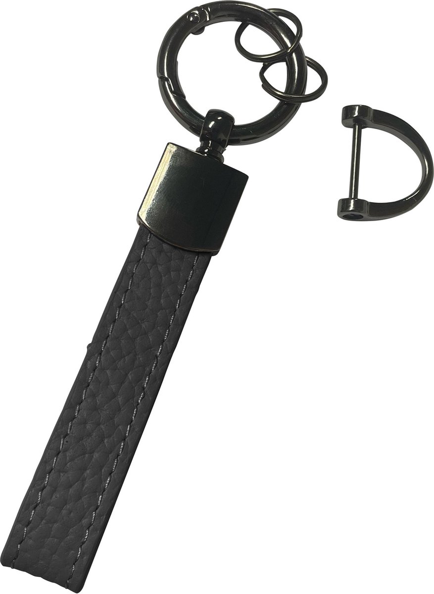 Sleutelhanger Leer - Leren Sleutelhanger Met Sleutelhanger Ringen - Zwart
