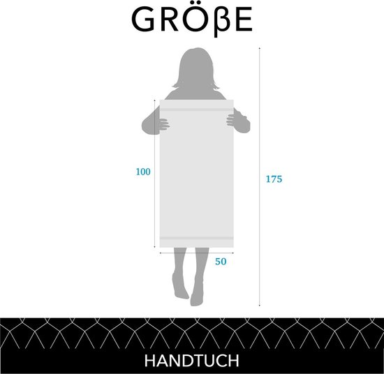 Illustration d'une personne tenant une grande serviette (100x175 cm).