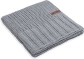 Knit Factory Vinz Gebreid Plaid - Woondeken - plaid - Wollen deken - Kleed - Licht Grijs - 160x130 cm