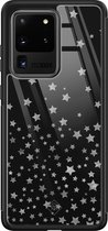 Casimoda® hoesje - Geschikt voor Samsung Galaxy S20 Ultra - Falling Stars - Luxe Hard Case Zwart - Backcover telefoonhoesje - Zwart