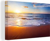 OneMillionCanvasses - Canvas - Schilderij - Strand - Zee - Zon - Horizon - Schilderijen op canvas - Foto op canvas - 90x60 cm - Woonkamer