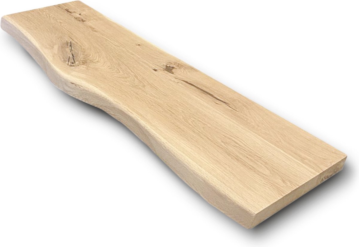 Wandplank Massief Eiken Hout Zwevend - 100x30 – Met Blinde Bevestiging - Boomstam Plank - Boekenplank