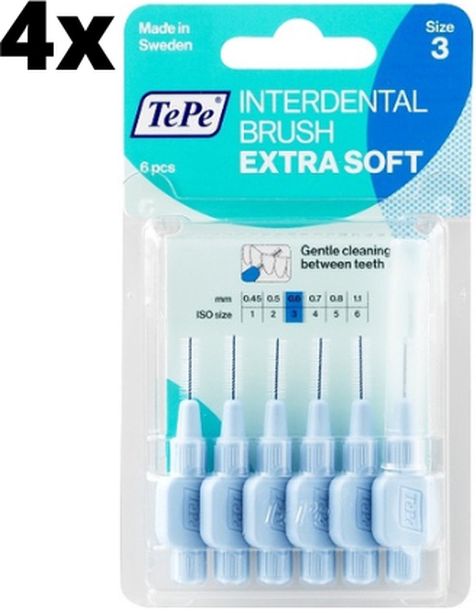 Goedkoopste TePe Extra Soft Lichtblauw 0,6mm - 4 x 6 stuks - Voordeelverpakking