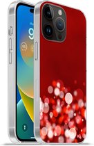 Geschikt voorApple Iphone 14 Pro Max hoesje - Rood - Design - abstract - Licht - Siliconen Telefoonhoesje