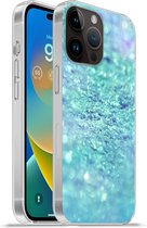 Geschikt voorApple Iphone 14 Pro Max hoesje - Blauw - Licht - Abstract - Siliconen Telefoonhoesje