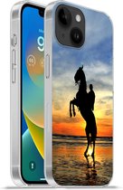 Geschikt voorApple Iphone 14 - Softcase hoesje - Paard - Lucht - Schaduw - Siliconen Telefoonhoesje