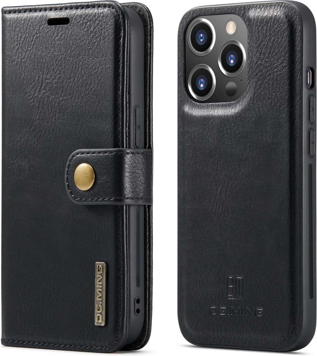 DG.MING Hoesje - Geschikt voor iPhone 14 Pro Hoesje - DG.MING 2-in-1 Book Case & Back Cover - Zwart