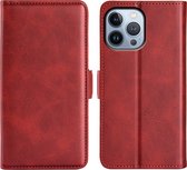 iPhone 14 Pro Max Hoesje - MobyDefend Luxe Wallet Book Case (Sluiting Zijkant) - Rood - GSM Hoesje - Telefoonhoesje Geschikt Voor iPhone 14 Pro Max
