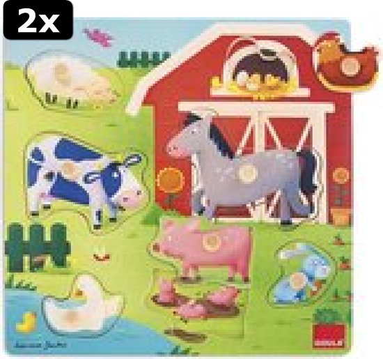 Puzzel 17 Stukken Jumbo GOULA - Noppenpuzzel Vormen Op De Boerderij - Noppenpuzzel Goula Jumbo Puzzel 18 Stukken