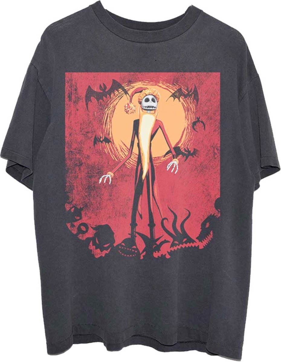 Disney The Nightmare Before Christmas Unisex Tshirt -L- Jack Orange Sun Zwart