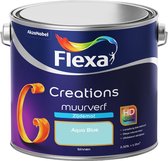 Flexa | Creations Muurverf Zijdemat | Aqua Blue - Kleur van het jaar 2004 | 2.5L