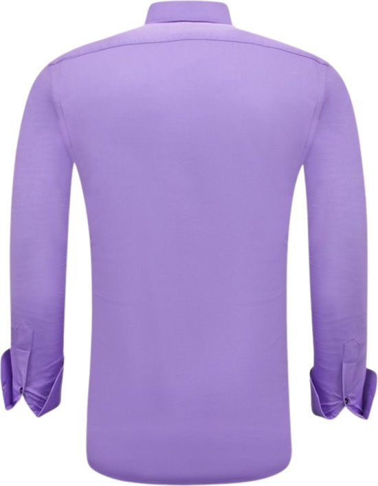 TONY BACKER Chemise en satin Blanco de Luxe hommes - Coupe slim - 3073 - Violet - Tailles: M