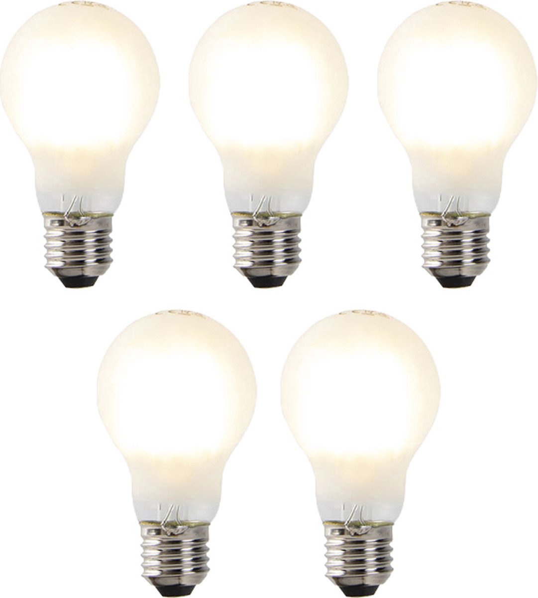 LUEDD Set van 5 E27 dimbare LED lampen A60 mat 7W 806 lm 2700K