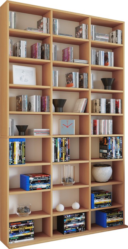 VCM Houten CD DVD Stand Boekenplank Media Plank Kamerscherm Deco Plank Megosa XL