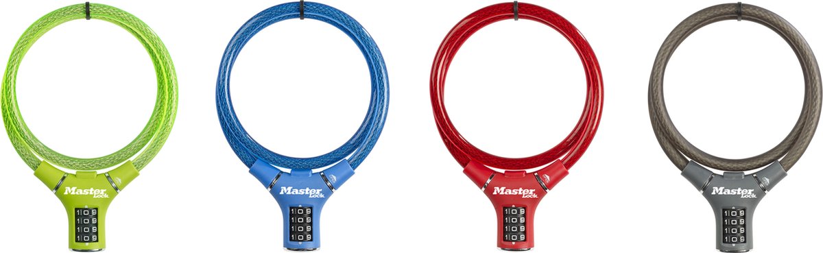 MASTERLOCK KABELSLOT, STAAL, 0,9M, 12MM, KLEUR ASSORTI