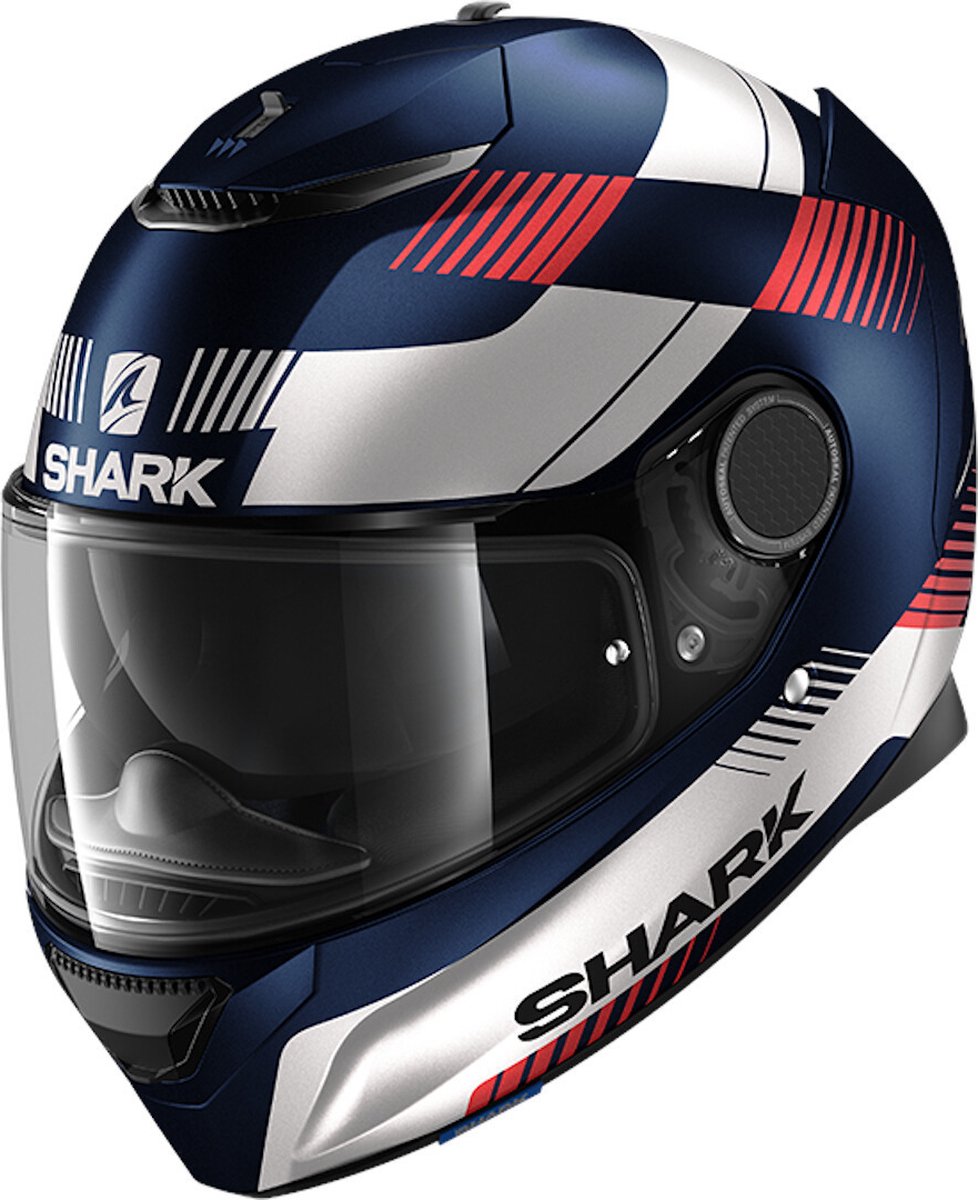 SHARK SPARTAN 1.2 STRAD Motorhelm integraalhelm Mat blauw Wit Rood - Maat S