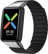 Siliconen Smartwatch bandje - Geschikt voor Oppo Watch Free silicone link bandje - zwart - Strap-it Horlogeband / Polsband / Armband - Watch Free