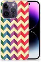 TPU Siliconen Hoesje Geschikt voor iPhone 14 Pro Doorzichtig Hoesje Zigzag Color