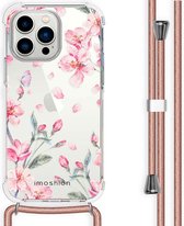 iMoshion Hoesje Geschikt voor iPhone 14 Pro Max Hoesje Met Koord - iMoshion Design Hoesje met Koord - Roze / Blossom Watercolor