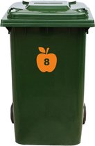 Kliko Sticker / Vuilnisbak Sticker - Appel - Nummer 8 - 16,5x20 - Oranje