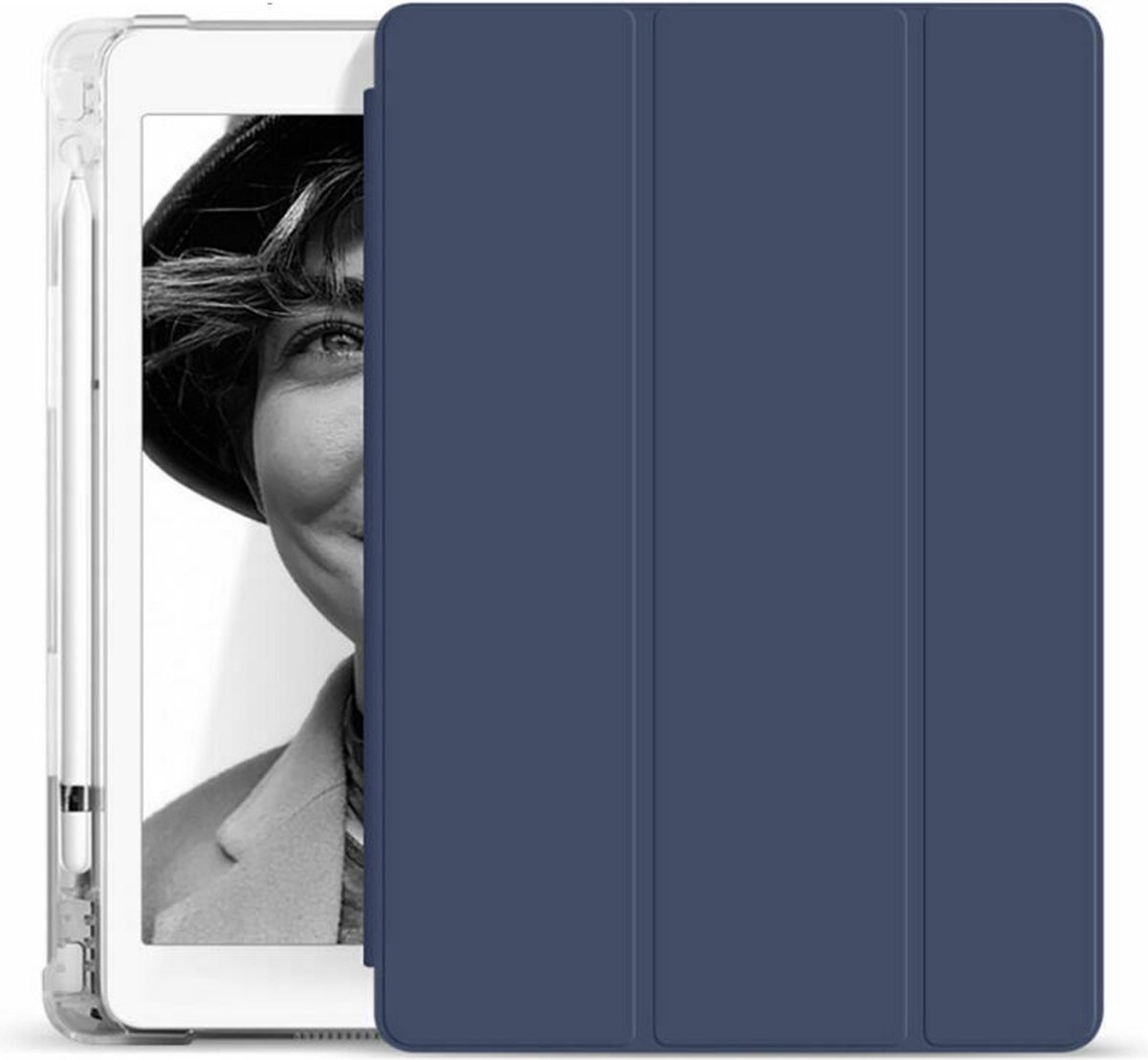iPad Air 3 Hoesje - Tri-Fold Case - Donker Blauw - Geschikt voor de Apple iPad Air 3e Generatie - 10.5 inch - A2123, A2153