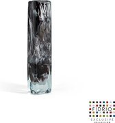 Design Vase Square - Fidrio GRANITO - vase à fleurs en verre soufflé à la bouche - hauteur 20 cm