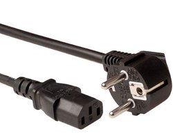 ACT Netsnoer LSZH Schuko CEE 7/7 male (haaks) - C13 IEC 60320 zwart 1,5 m AK5210