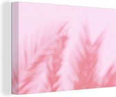 Canvas Schilderij Planten - Bladeren - Roze - 120x80 cm - Wanddecoratie