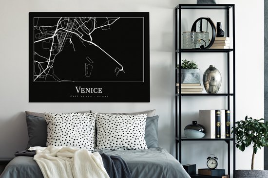 Canvas Schilderij Stadskaart - Venetië - Kaart - Plattegrond - Venice - 120x90 cm - Wanddecoratie