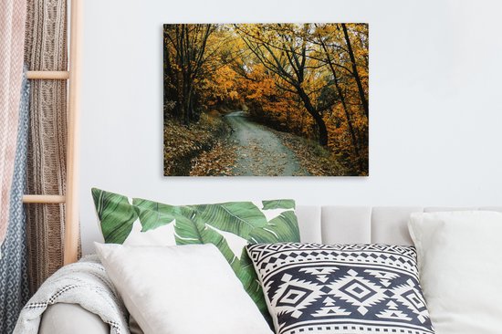 Toile Peinture Feuilles - Automne - Forêt - 40x30 cm - Décoration murale