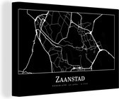 Canvas Schilderij Plattegrond - Kaart - Zaanstad - Stadskaart - 120x80 cm - Wanddecoratie