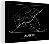 Canvas Schilderij Stadskaart - Almere - Kaart - Plattegrond - 40x30 cm - Wanddecoratie