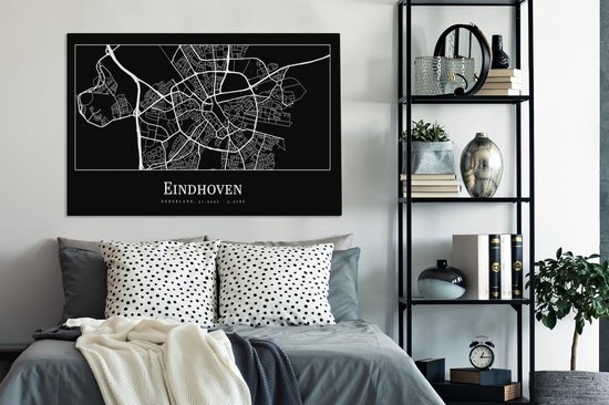 Tableau sur toile Plan d'étage - Eindhoven - Carte - Plan de la ville - 120x80 cm - Décoration murale