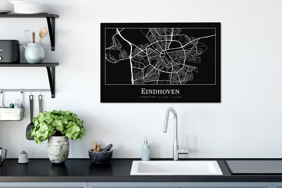 Peinture sur toile Carte - Eindhoven - Carte - Plan de la ville - 90x60 cm - Décoration murale