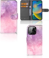 Telefoonhoesje iPhone 14 Pro Flipcase Pink Purple Paint