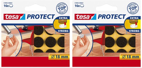Tesa protect vilt bruin - rond - zelfklevend - beschermend - 18 mm - 2 x 16 stuks