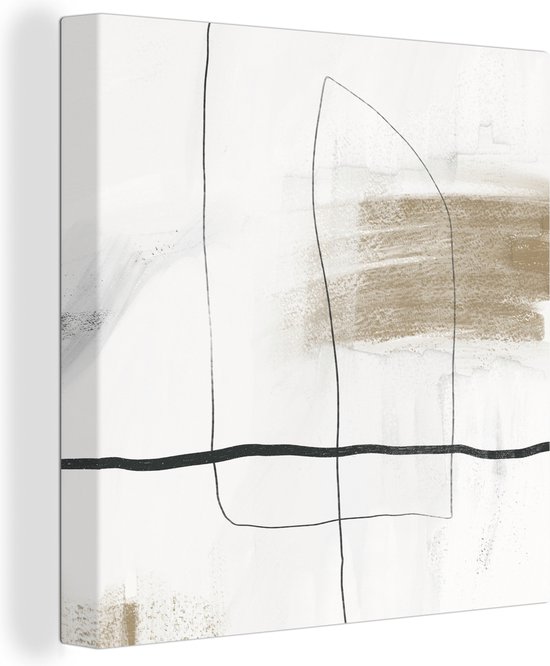 Canvas Schilderij Abstract - Lijnen - Taupe - Design - Wanddecoratie