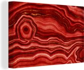 Toile Peinture Rouge - Agate - Pierres Précieuses - 60x40 cm - Décoration murale