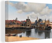 Canvas - Schilderij Vermeer - Gezicht op Delft - Stad - Oude meesters - Kunst - 60x40 cm - Kamer decoratie - Slaapkamer