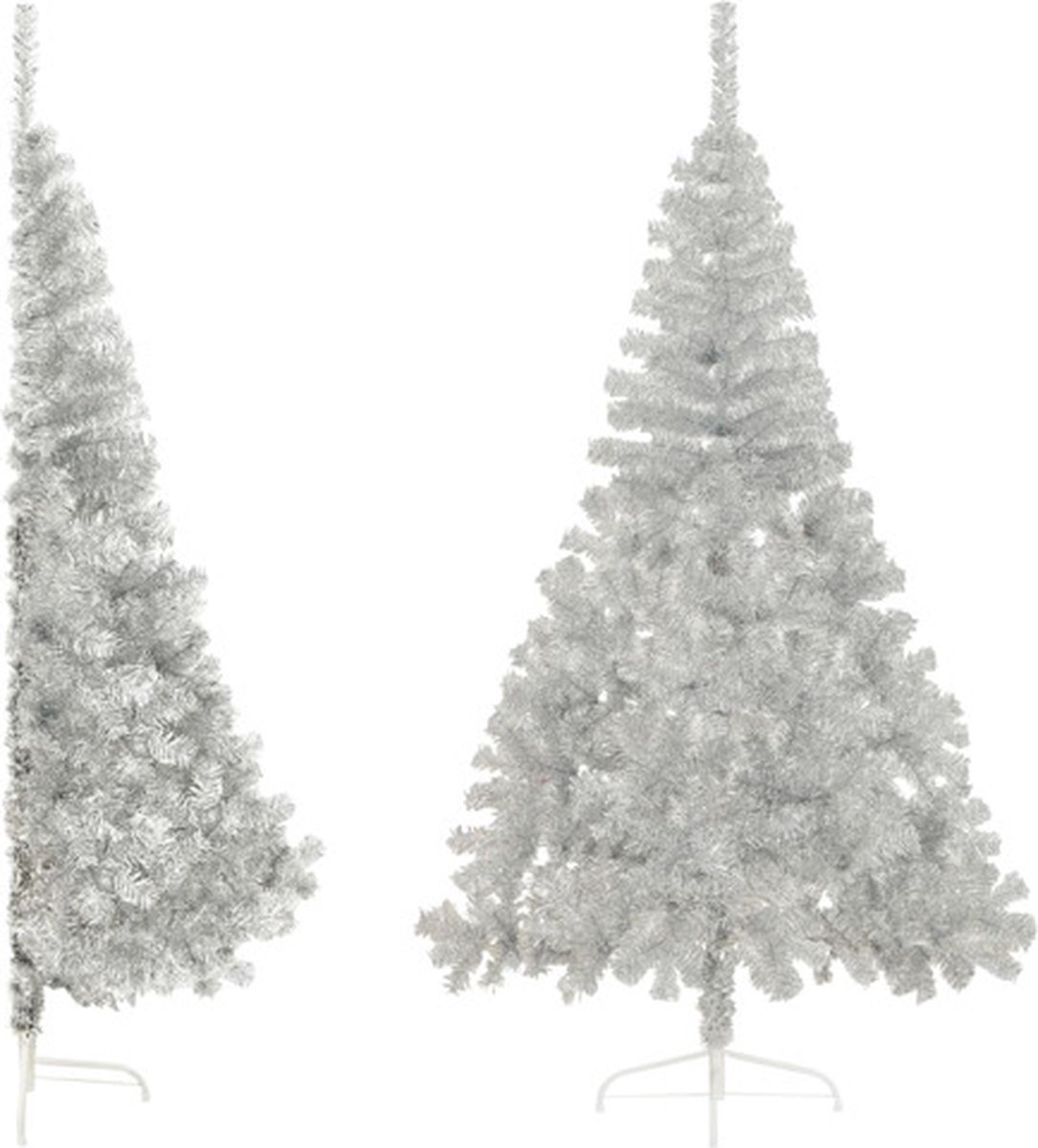 Moderne 240 cm hoge zilverkleurige kunstkerstboom van vidaXL met standaard.