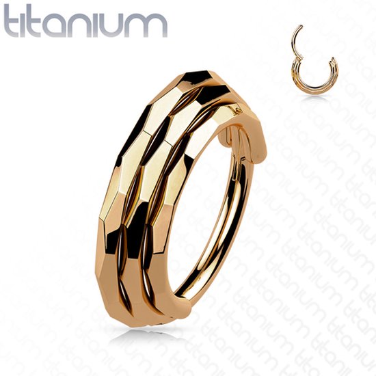 Piercing anneau titane Triple Doublé Facette plaqué or rose bol