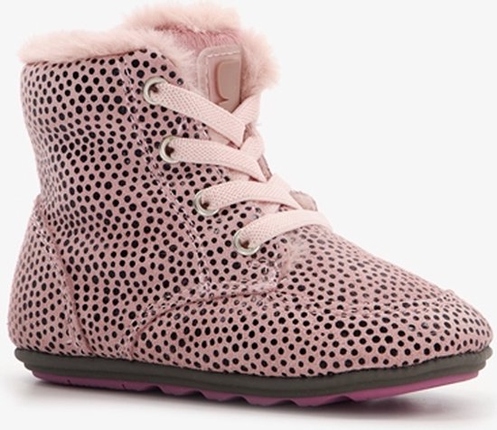 Groot gevoerde leren babyschoenen met stippen - Roze - Maat 18 - Echt leer  - | bol.com