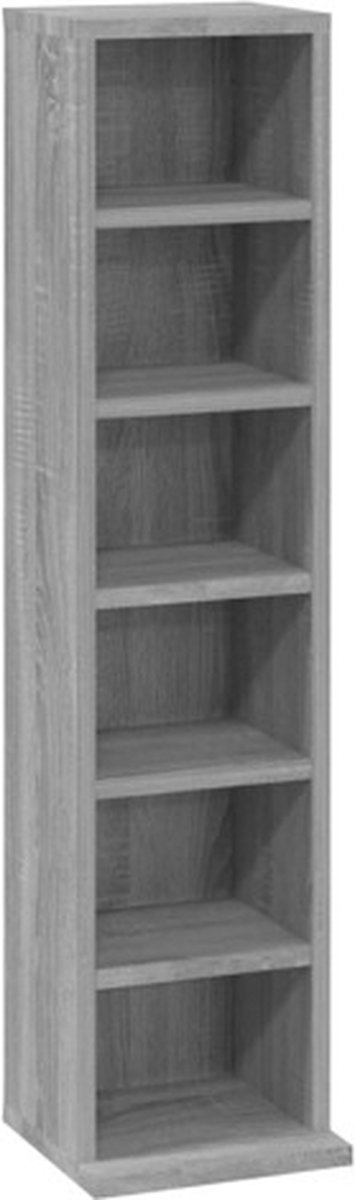 vidaXL - Cd-kast - 21x20x88 - cm - bewerkt - hout - grijs - sonoma - eikenkleurig