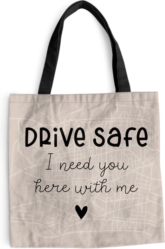 Sac à bandoulière - Sac de plage - Shopper Sayings - Voiture - Drive prudemment J'ai besoin de toi ici avec moi - Citations - 40x40 cm - Sac en coton