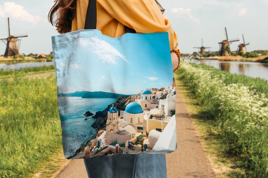 Sac à Bandoulière - Sac de Plage - Shopper Afternoon à Santorini Grèce - 45x45 cm - Sac en Coton