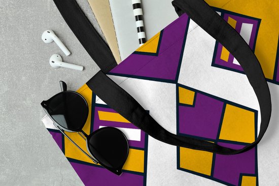 Sac à Bandoulière - Sac de Plage - Design Shopper - Ligne - Rétro - 40x40 cm - Sac en Coton