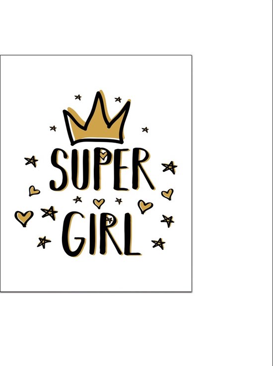 PosterDump - Super girl ! teksten - Baby / kinderkamer poster - Teksten / motivatie poster - 70x50cm